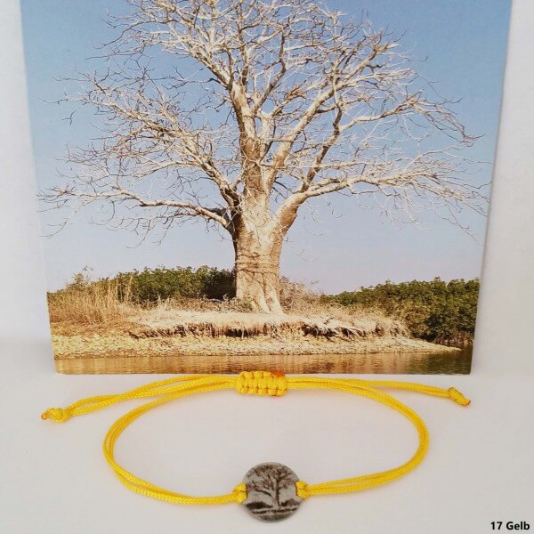 Armband geknüpft, Motiv Affenbrotbaum &quot;Ein Herz für Senegal&quot;